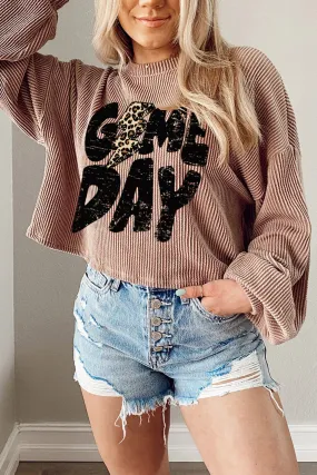 Gothic Outlaws Khaki Game Day Graphic Crop Corded Knit Top: Because Game Day Shouldn’t Just Be About the Game, It Should Be About You Looking Damn Good Too 🏈🔥