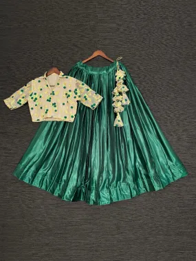 Green Color Satin Silk Co-ord Set Lehenga Choli