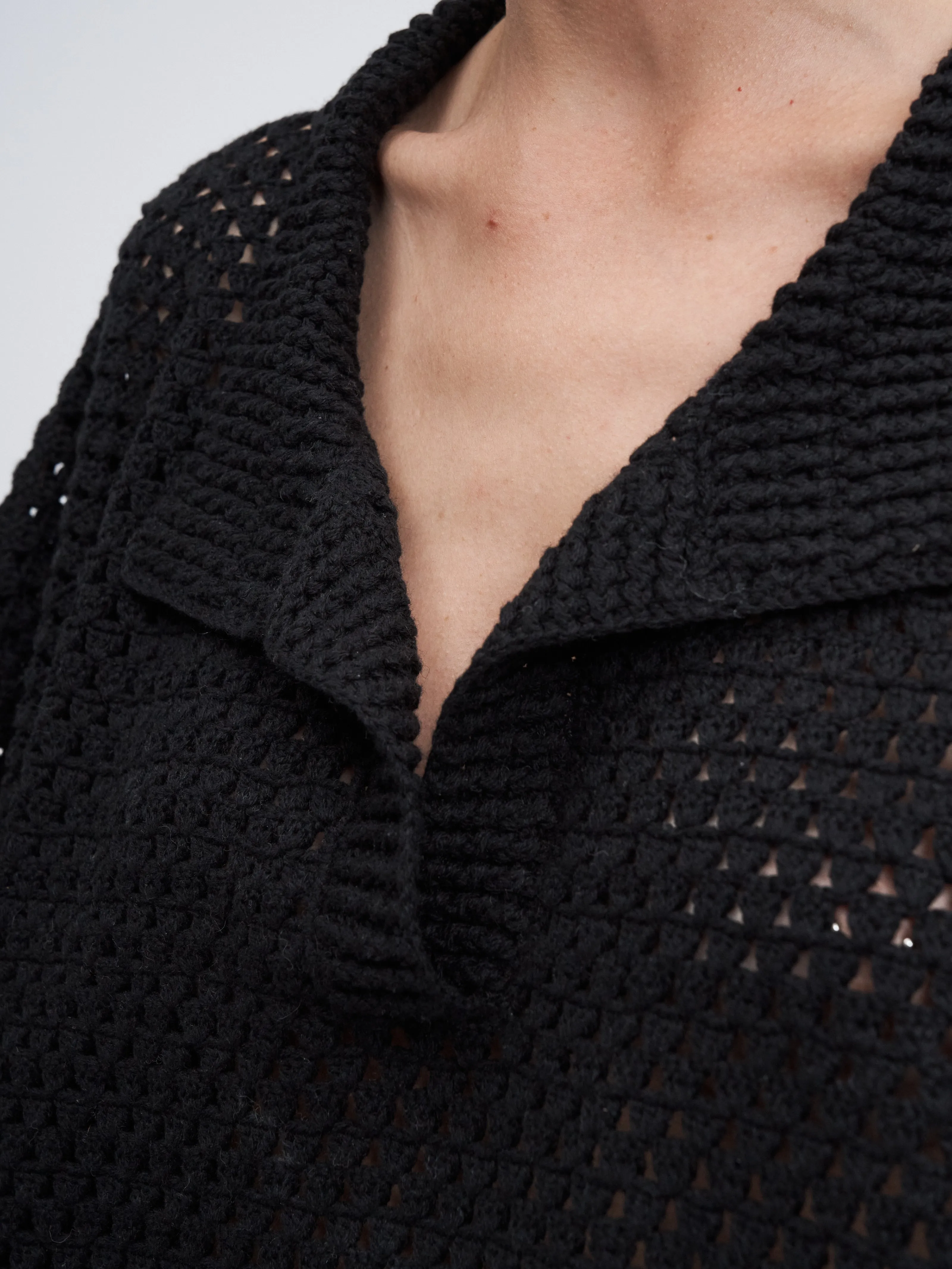 Hand Crochet Cape Polo in Black