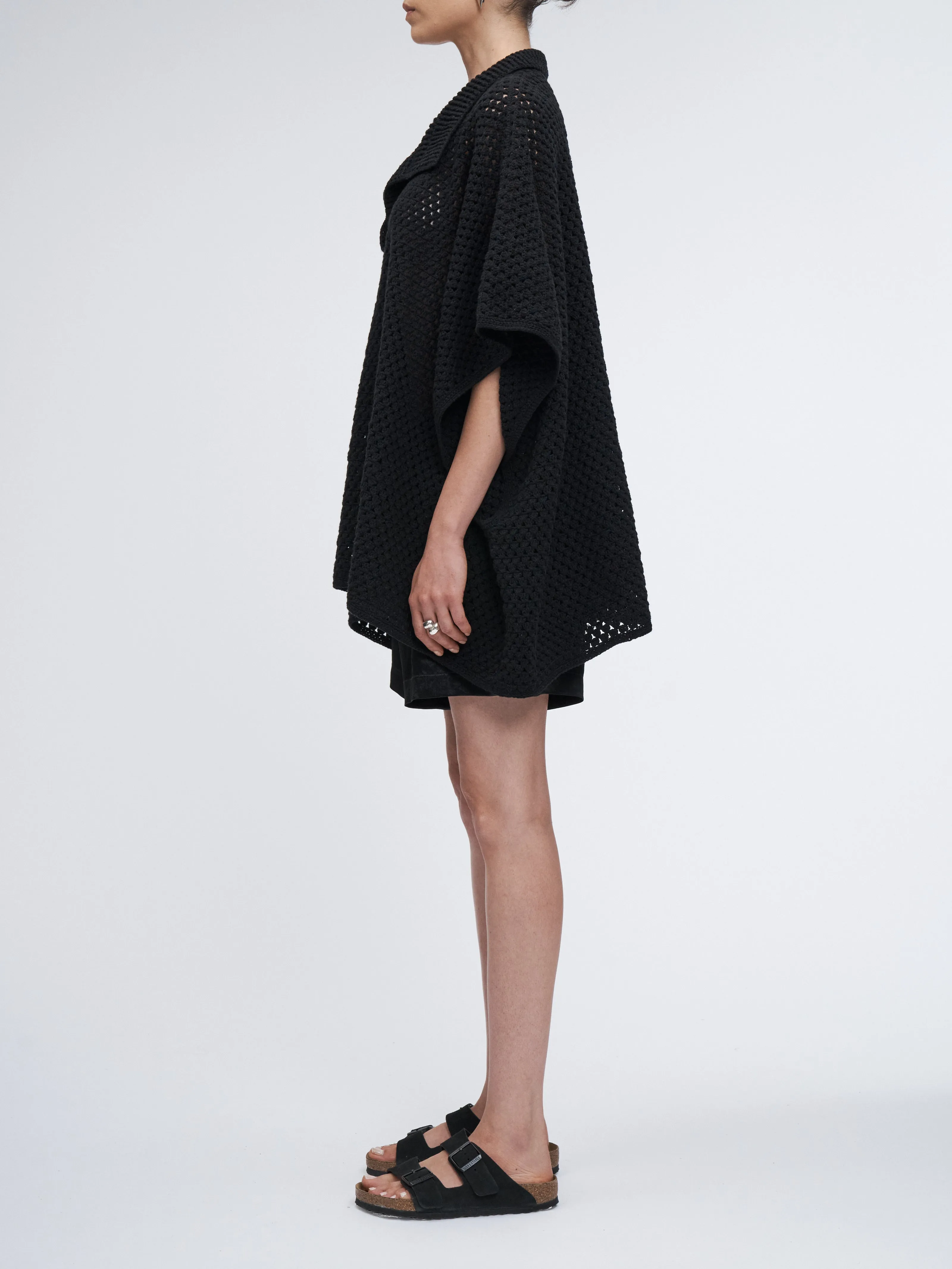 Hand Crochet Cape Polo in Black