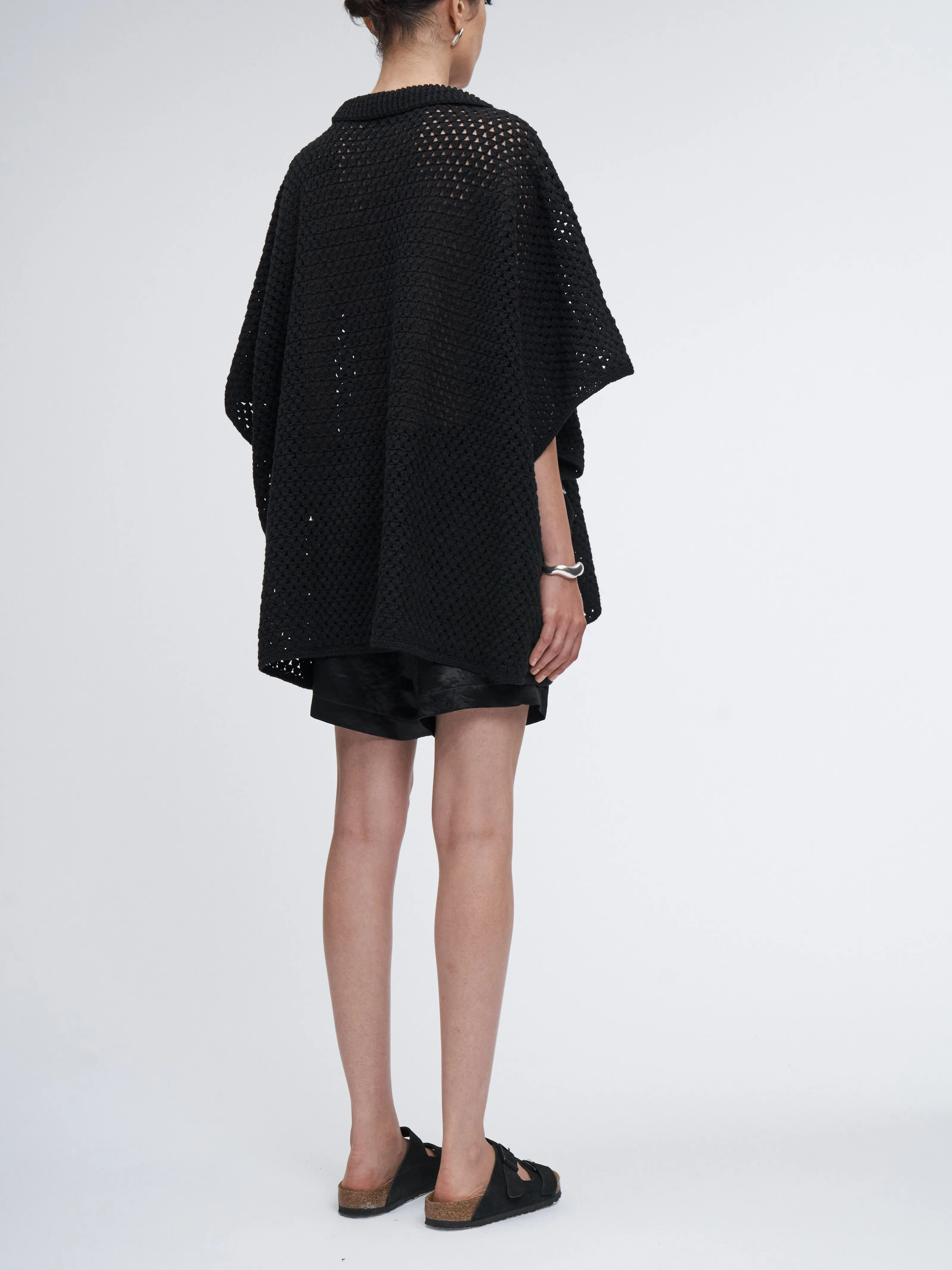 Hand Crochet Cape Polo in Black