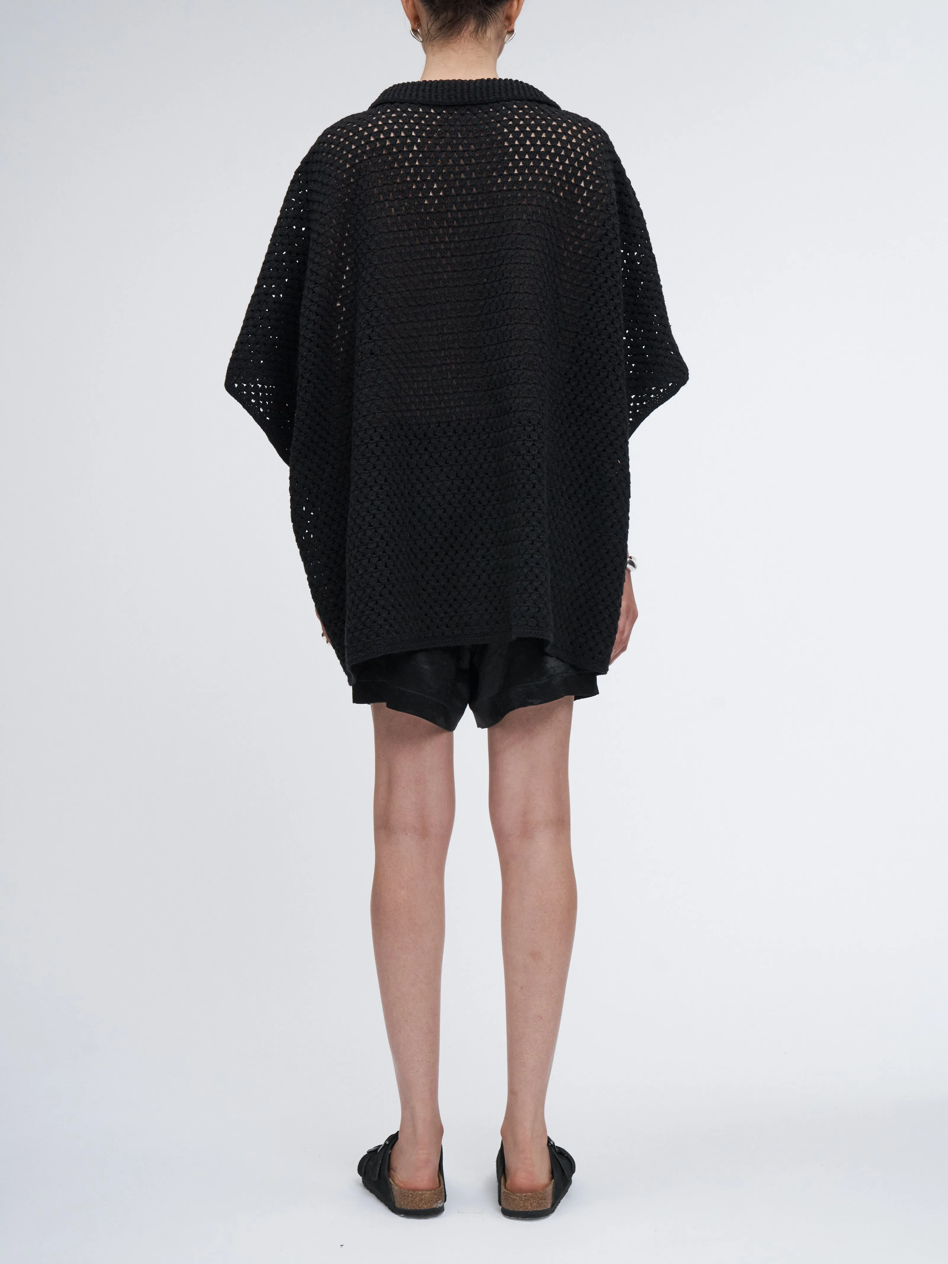Hand Crochet Cape Polo in Black