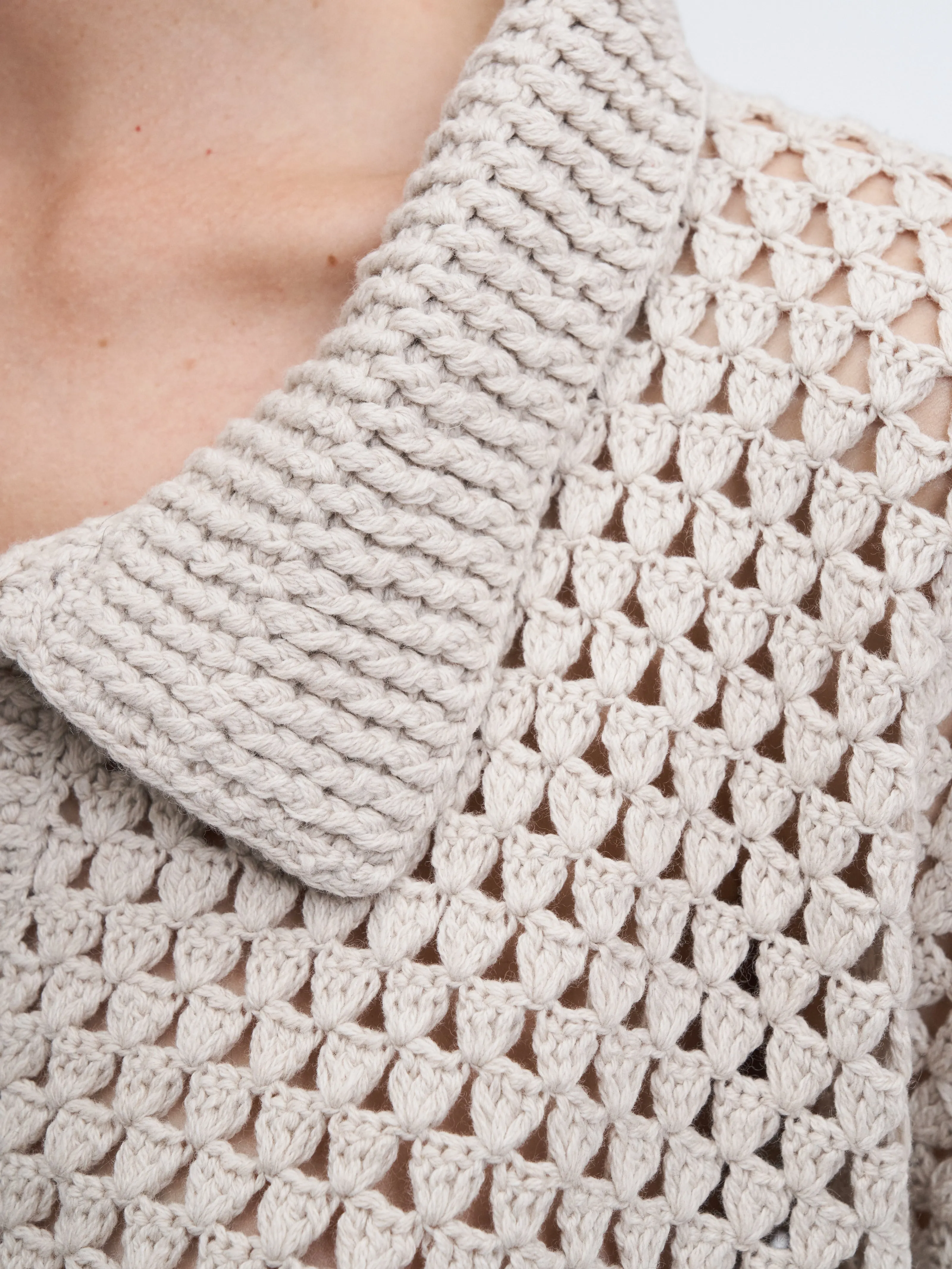Hand Crochet Cape Polo in Champagne