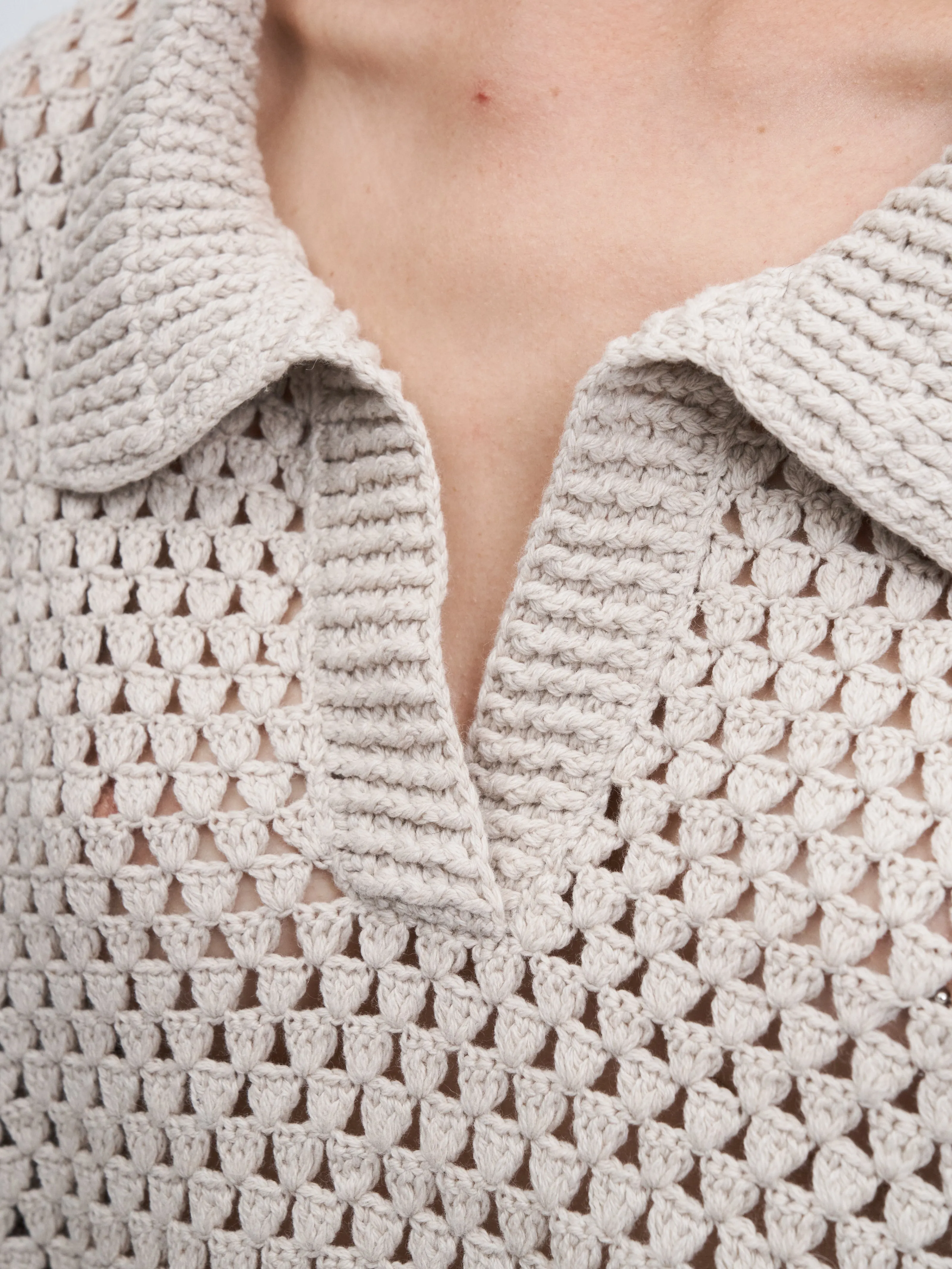 Hand Crochet Cape Polo in Champagne