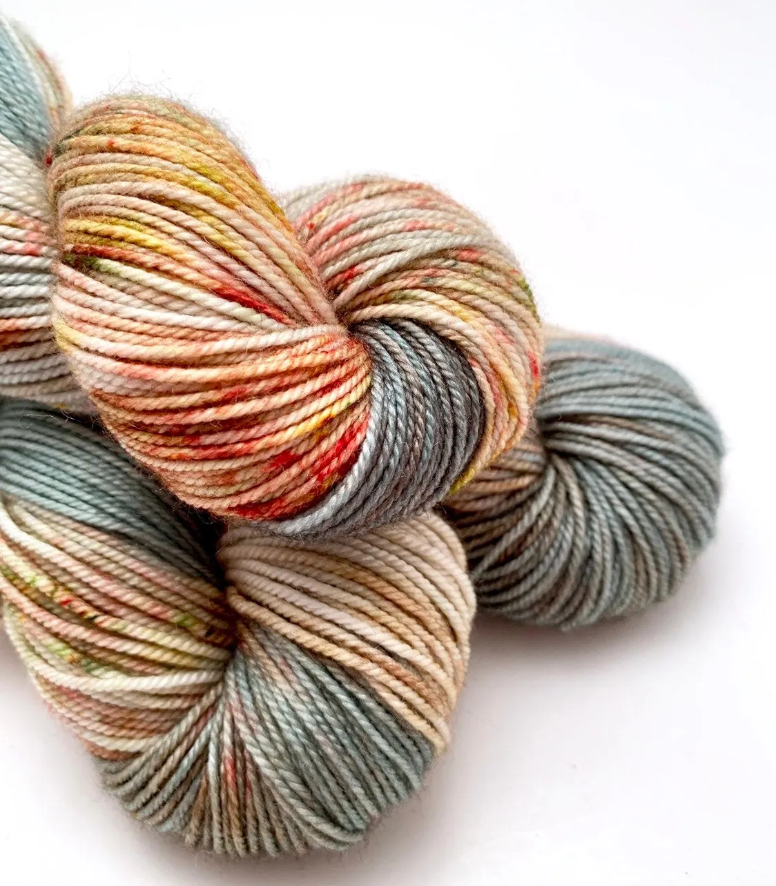 Hand Dyed Yarn "Pheasant Plucker" Green Grey Brown Gold Spruce Avocado Copper Scarlet Speckled SW Merino DK 231yds 100g