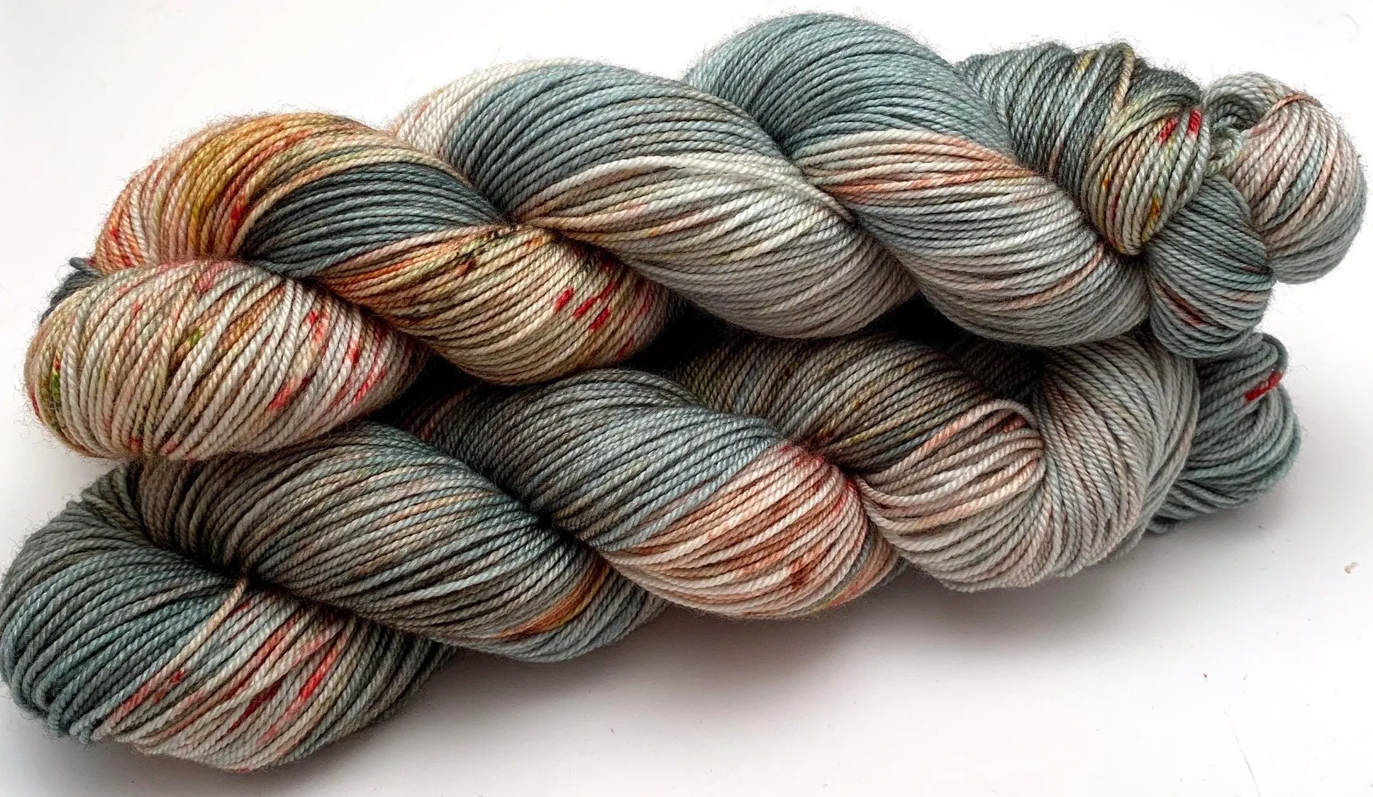 Hand Dyed Yarn "Pheasant Plucker" Green Grey Brown Gold Spruce Avocado Copper Scarlet Speckled SW Merino DK 231yds 100g