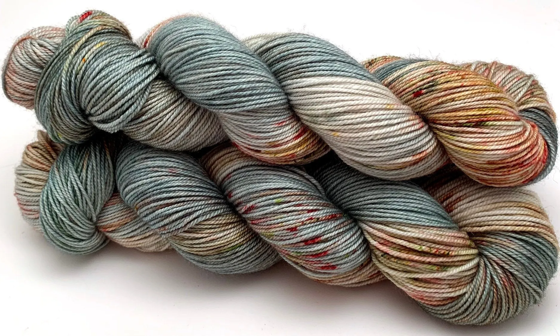Hand Dyed Yarn "Pheasant Plucker" Green Grey Brown Gold Spruce Avocado Copper Scarlet Speckled SW Merino DK 231yds 100g
