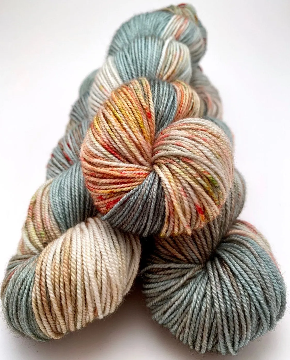 Hand Dyed Yarn "Pheasant Plucker" Green Grey Brown Gold Spruce Avocado Copper Scarlet Speckled SW Merino DK 231yds 100g