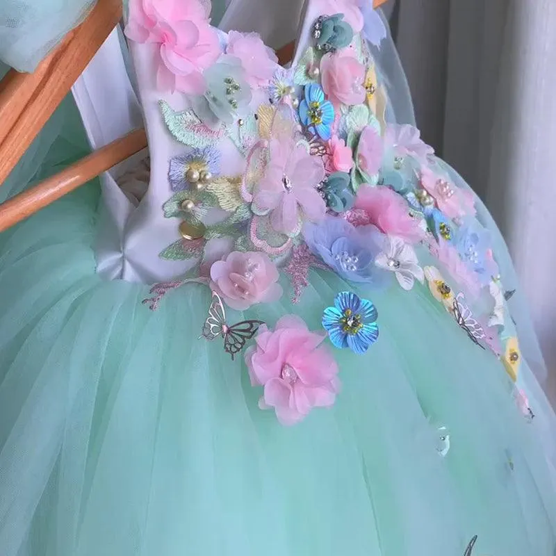 High-end customized  Flower baby Dress for TUTU dress embroidery girl princess dress