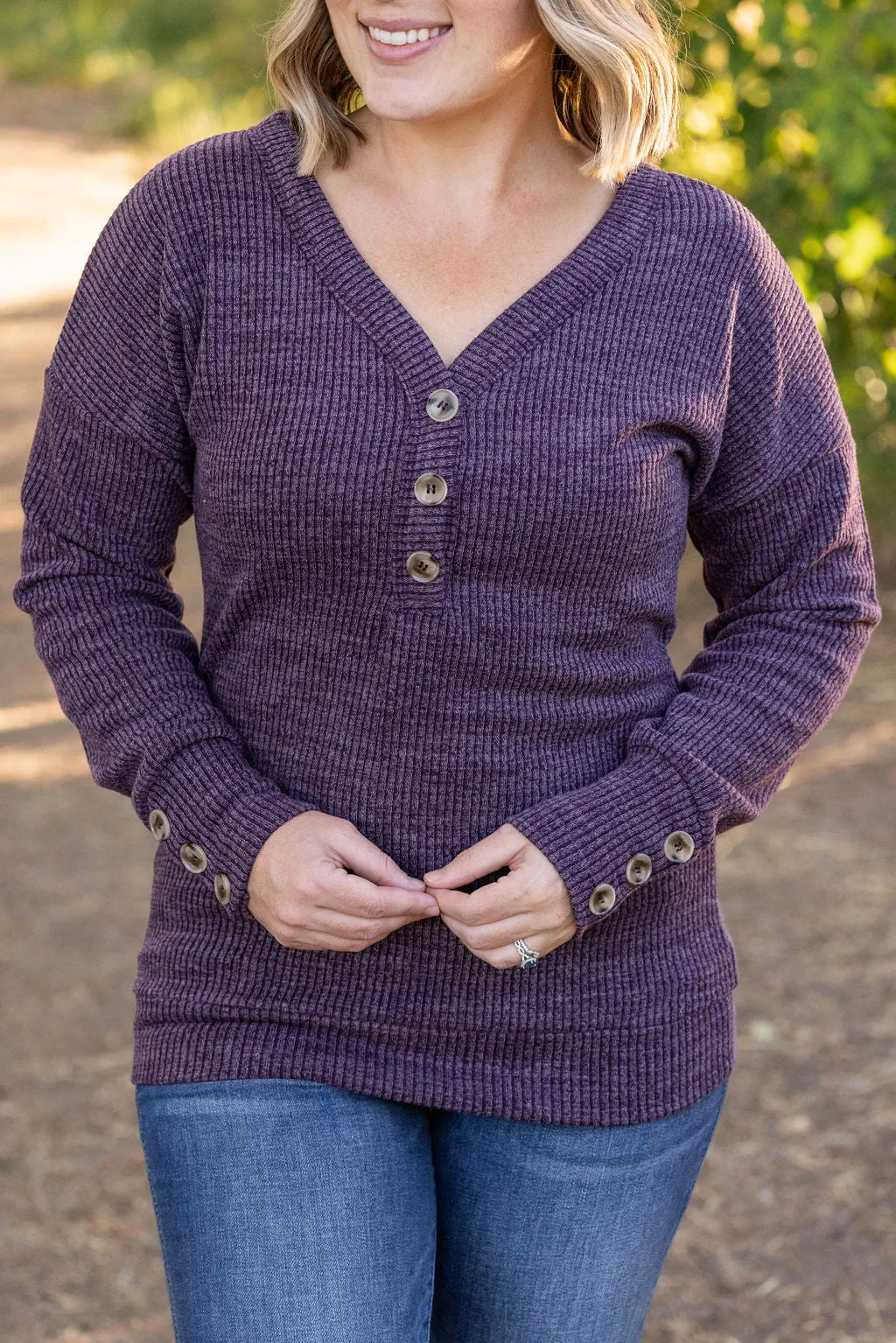 IN STOCK Brittney Button Sweater - Purple | Women's Long Sleeve FINAL SALE