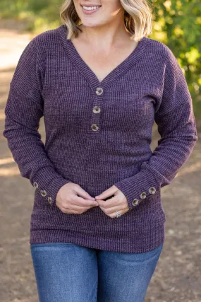 IN STOCK Brittney Button Sweater - Purple | Women's Long Sleeve FINAL SALE