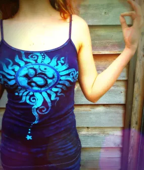 Island Blue Stretchy Batik Camisole Regretful Symbolism