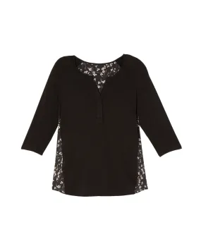 Iza Knit Button Top | Black / White