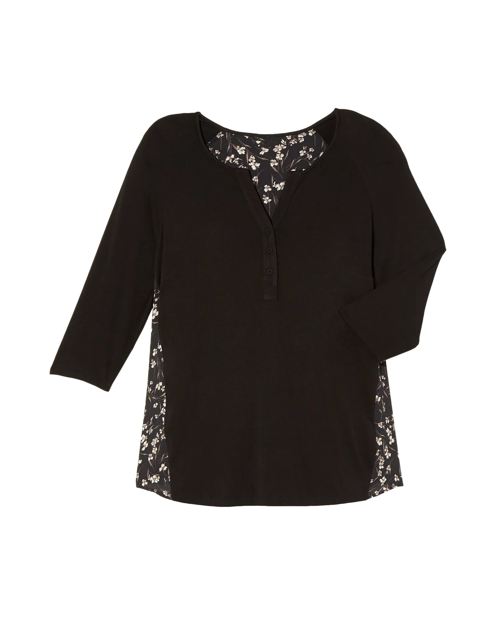 Iza Knit Button Top | Black / White