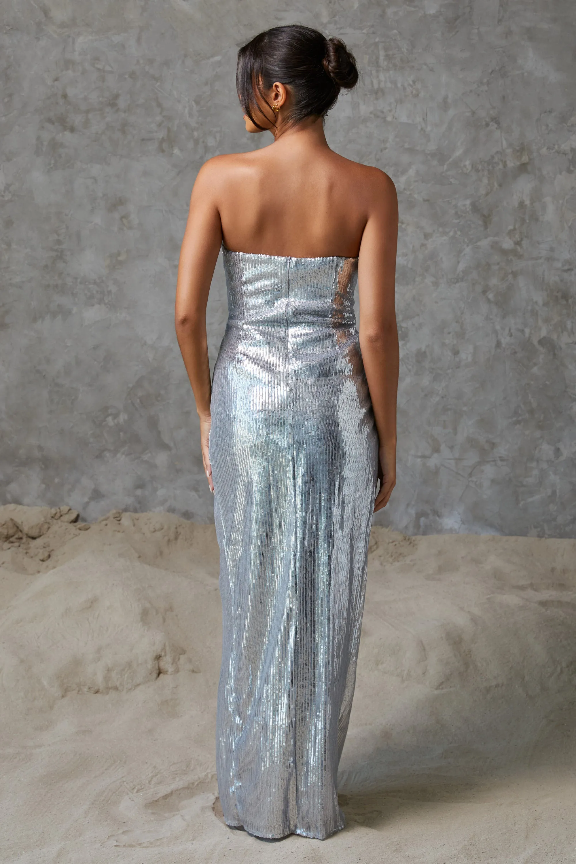 Kiana Sequin Maxi Dress Silver