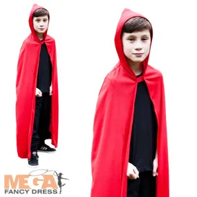 Kids Red Hooded Cape Fairy Tale Costume Accessory