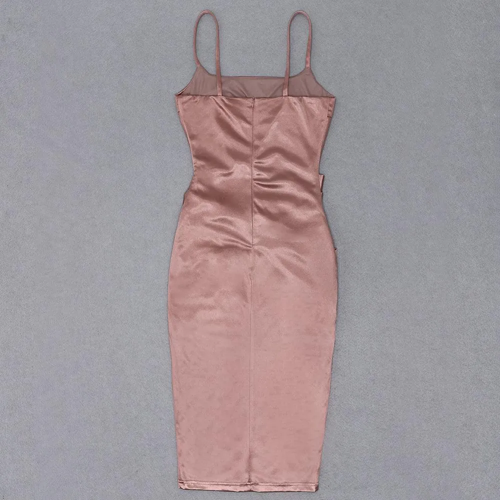 KittenAlarm - Terry Solid Satin Midi Dress