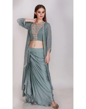 Label Nayna Kapoor's Rent Crop Top With Dhoti & Long Cape