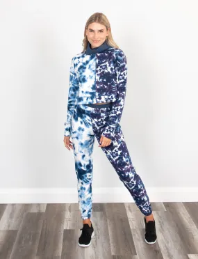 LADIES CROP HOODED SWEATSHIRT WITH RIB COLLAR
