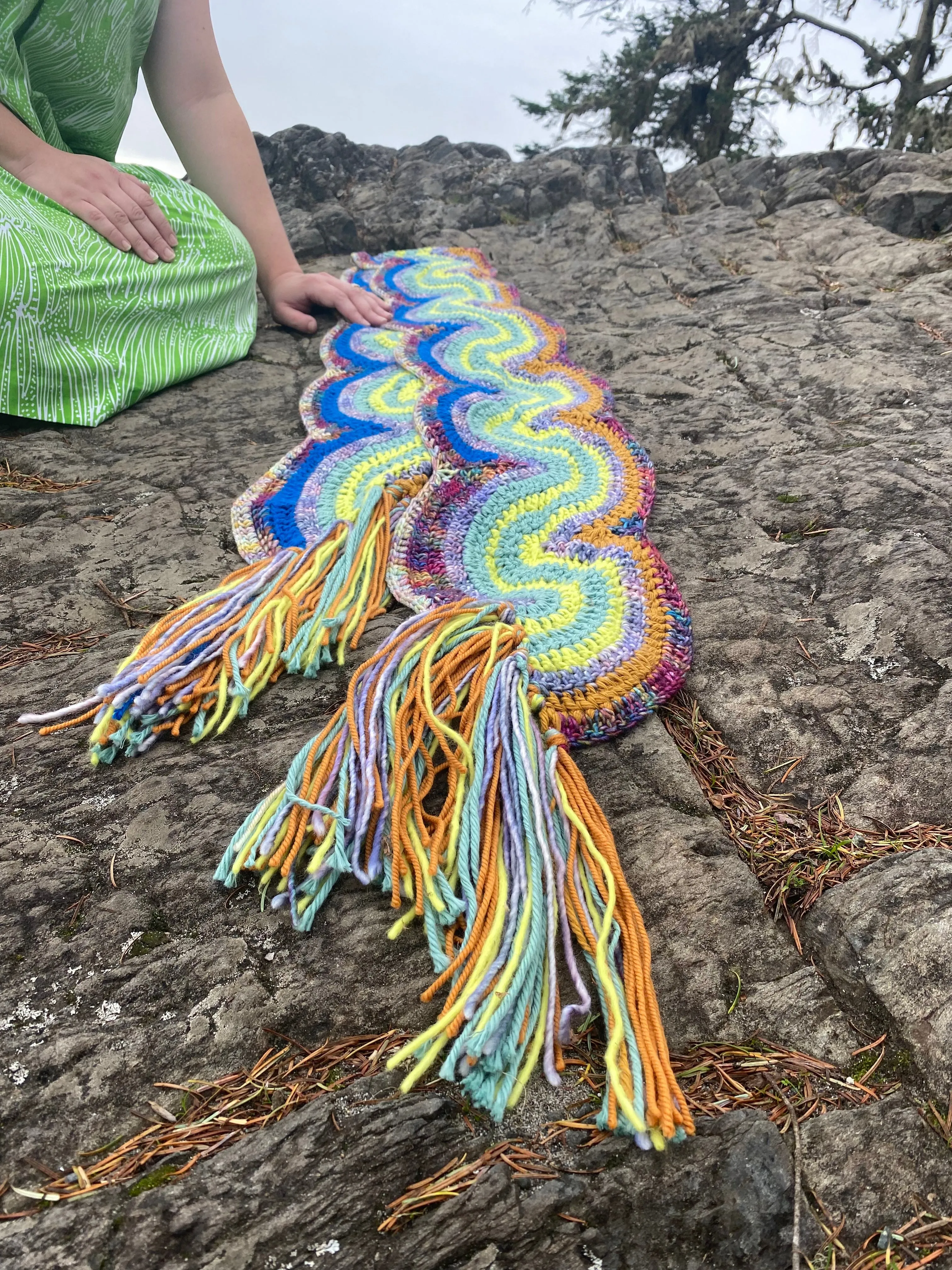 'Lobster Claw Squiggle Scarf' Downloadable Crochet Pattern