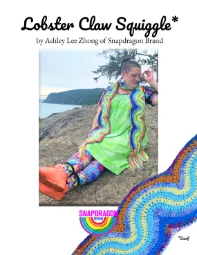 'Lobster Claw Squiggle Scarf' Downloadable Crochet Pattern