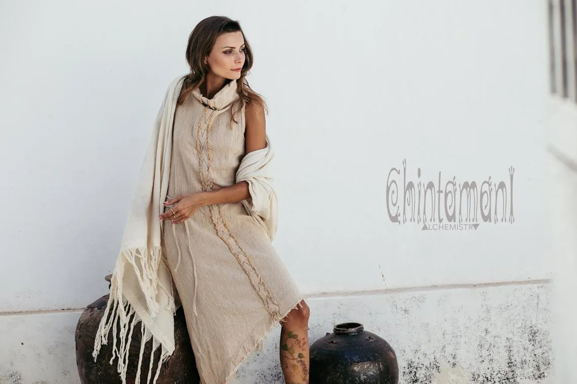 Long Fringe Boho Shawl / Bohemian Scarf Wrap / Off White
