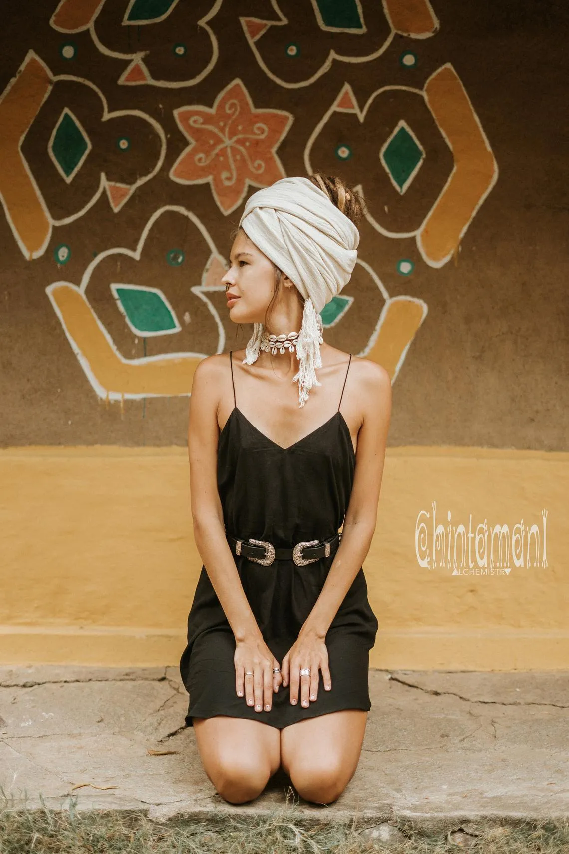 Long Fringe Boho Shawl / Bohemian Scarf Wrap / Off White