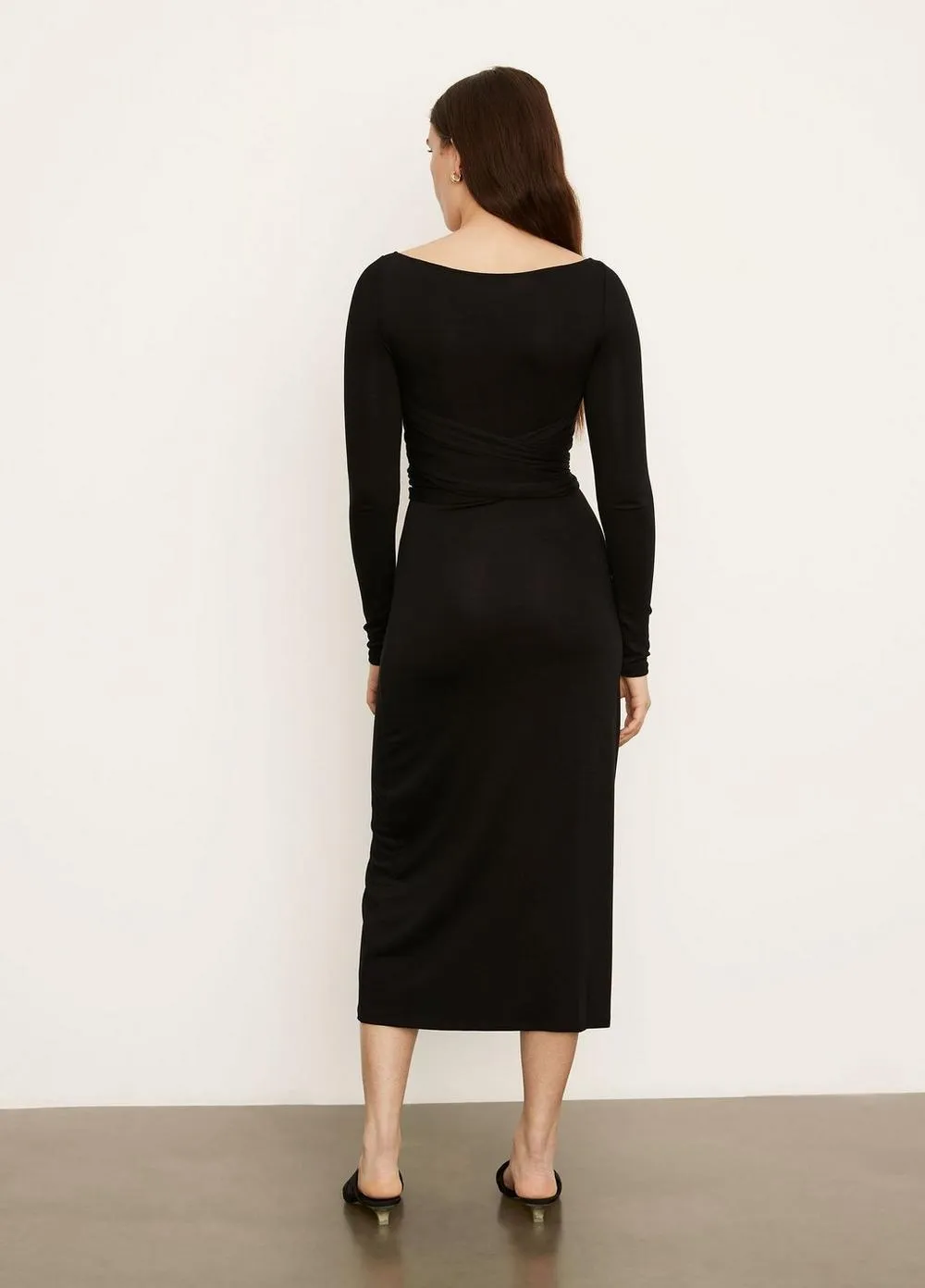 Long Sleeve Wrap Dress in Black