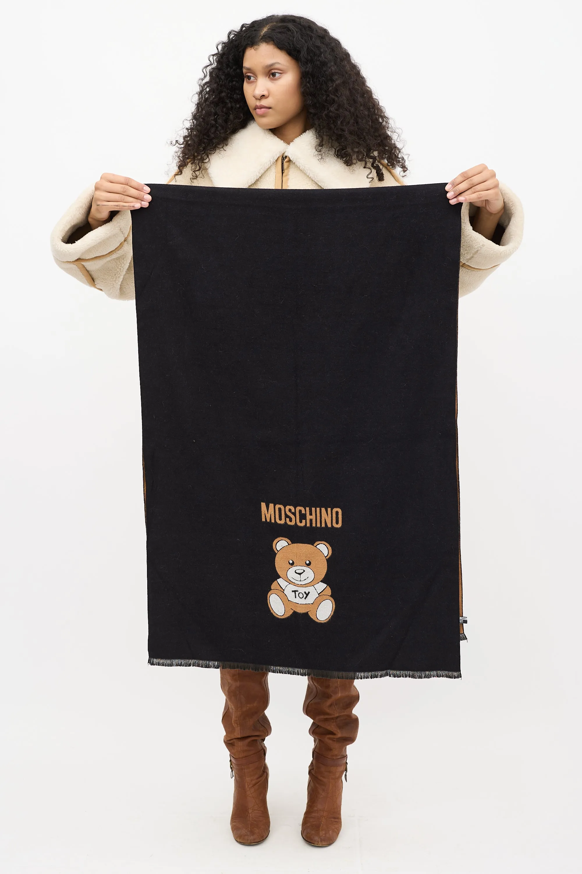 Love Black & Brown Logo Scarf