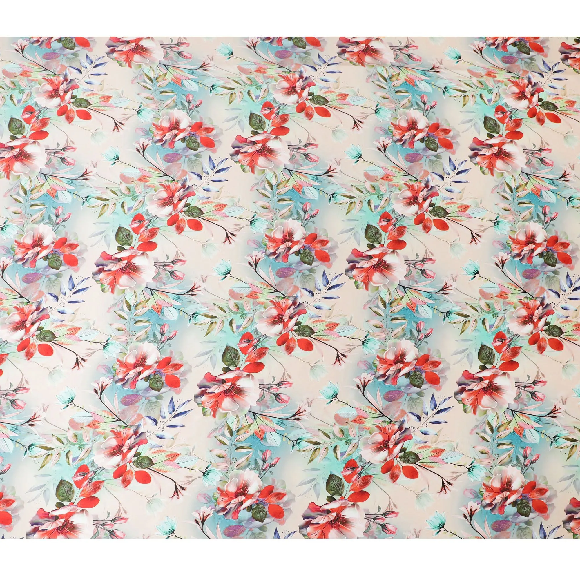 Luxurious Italian Silk Satin Fabric - Floral Print, 140cm Wide - Buy in Meters Online-D18312