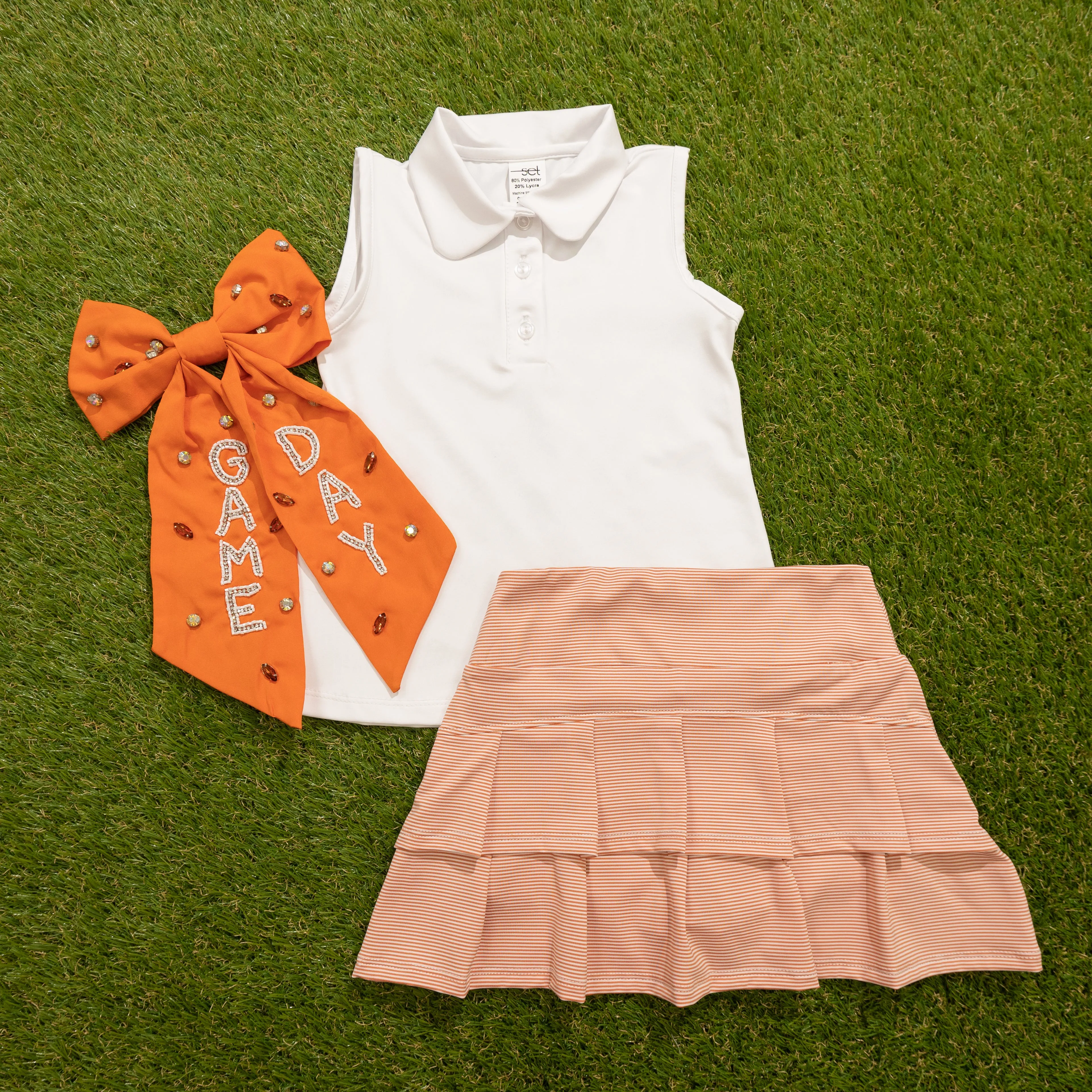 Margot Performance Skirt- Orange And White Stripes
