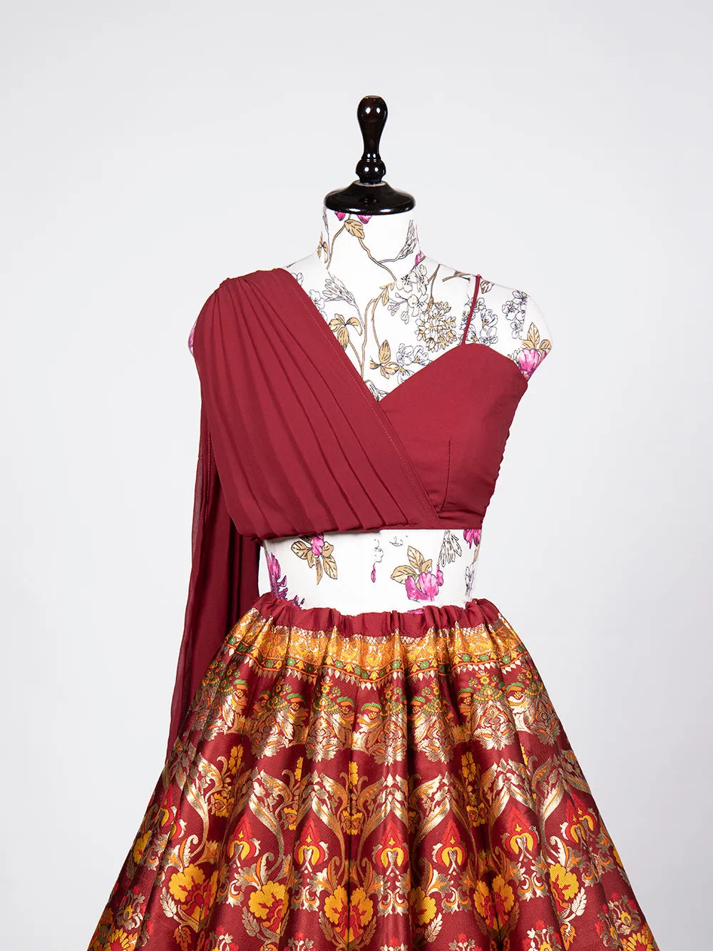 Maroon Color Zari Weaving Work Banarasi Silk Lehenga Choli