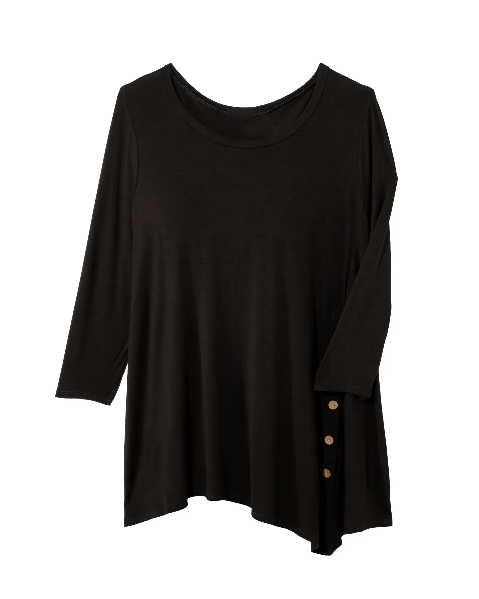 Michelle Asymmetric Detailed Tee | Black