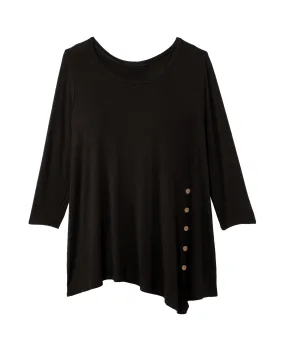Michelle Asymmetric Detailed Tee | Black