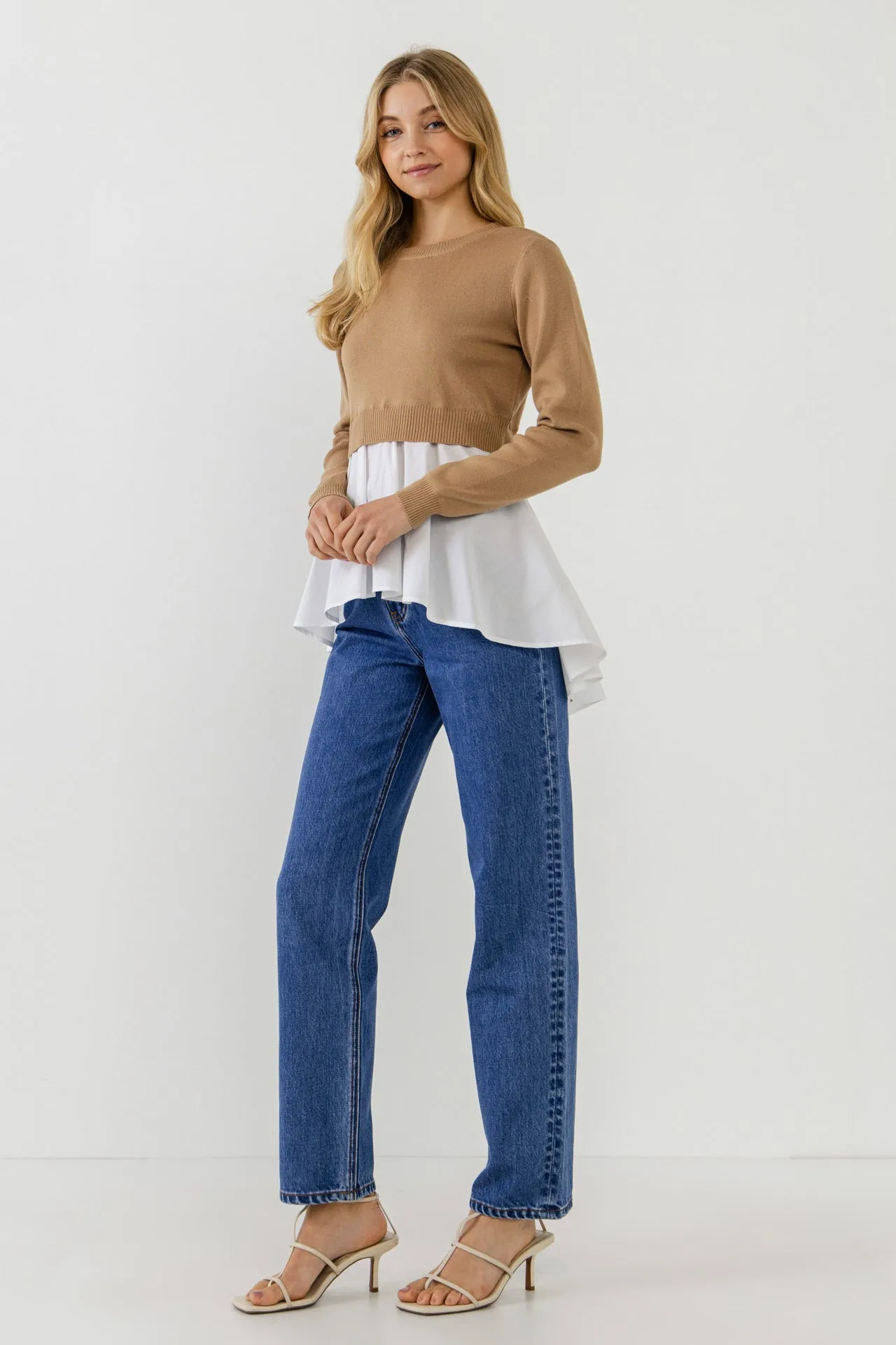 Mixed Media Peplum Top