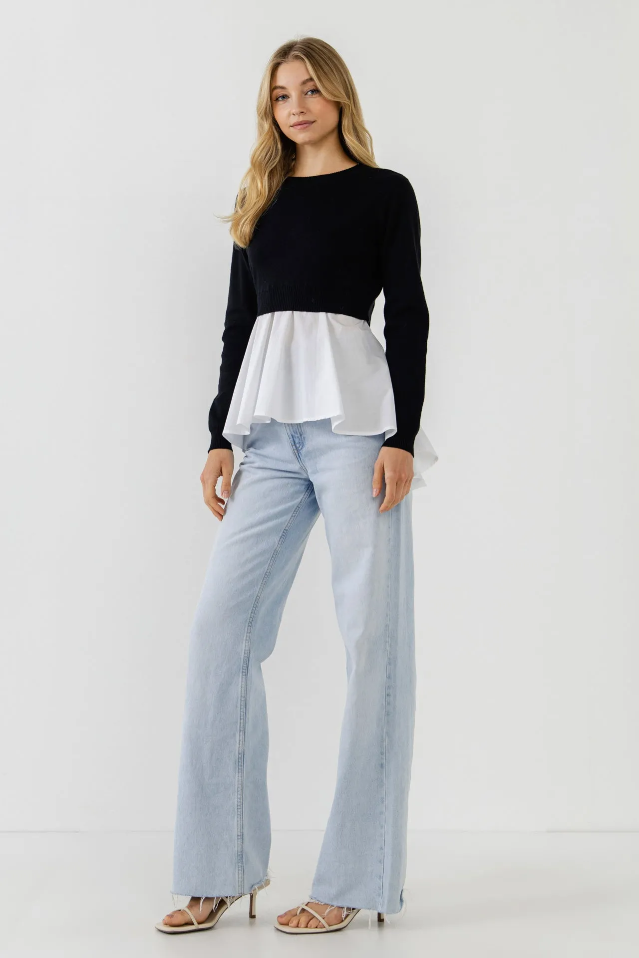 Mixed Media Peplum Top
