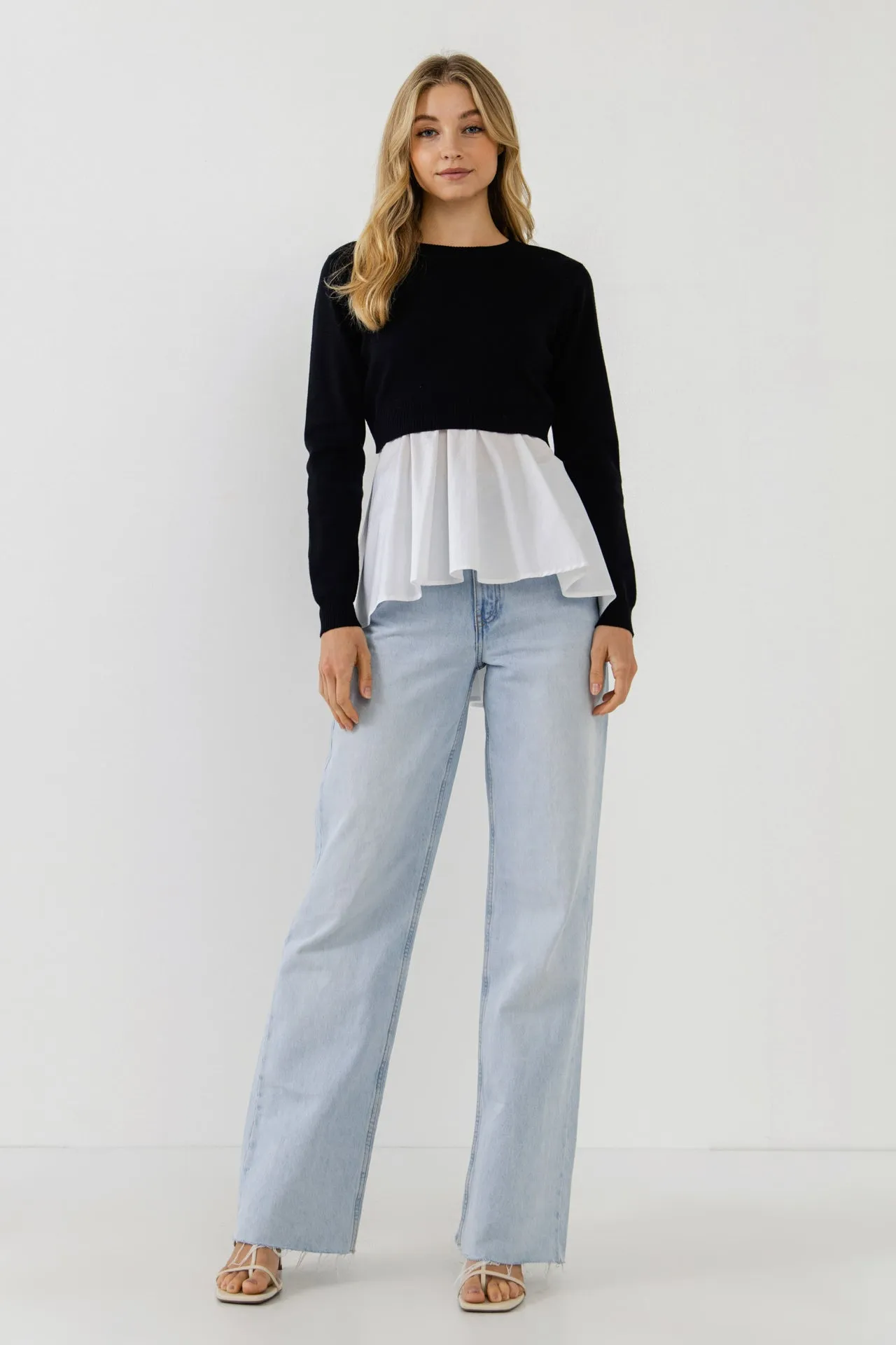 Mixed Media Peplum Top