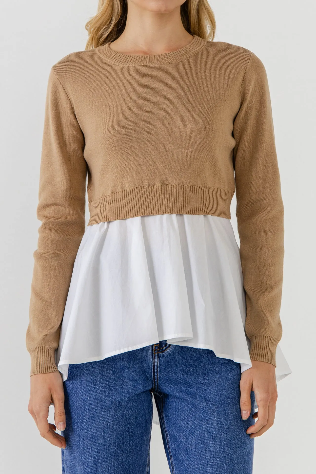 Mixed Media Peplum Top