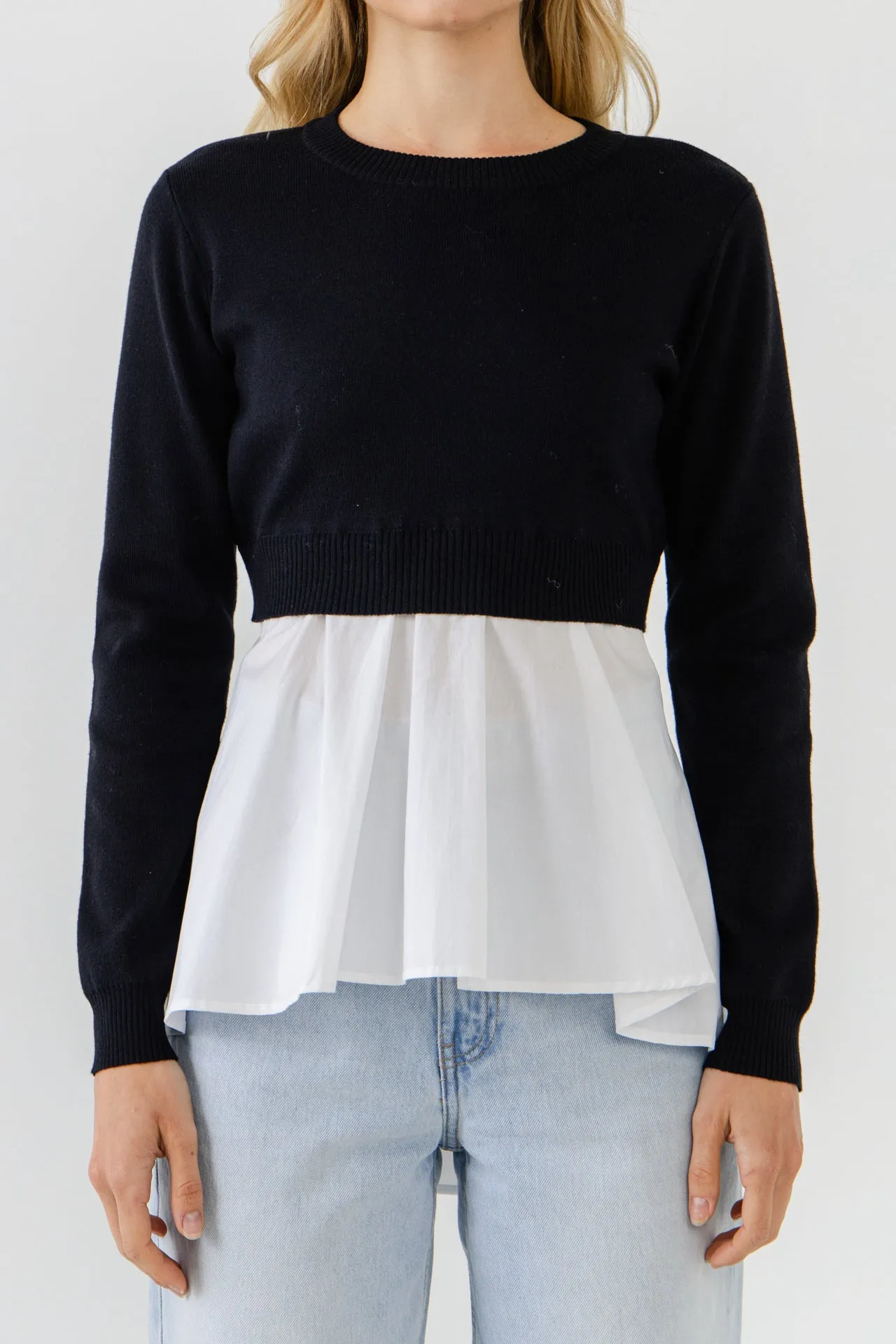 Mixed Media Peplum Top