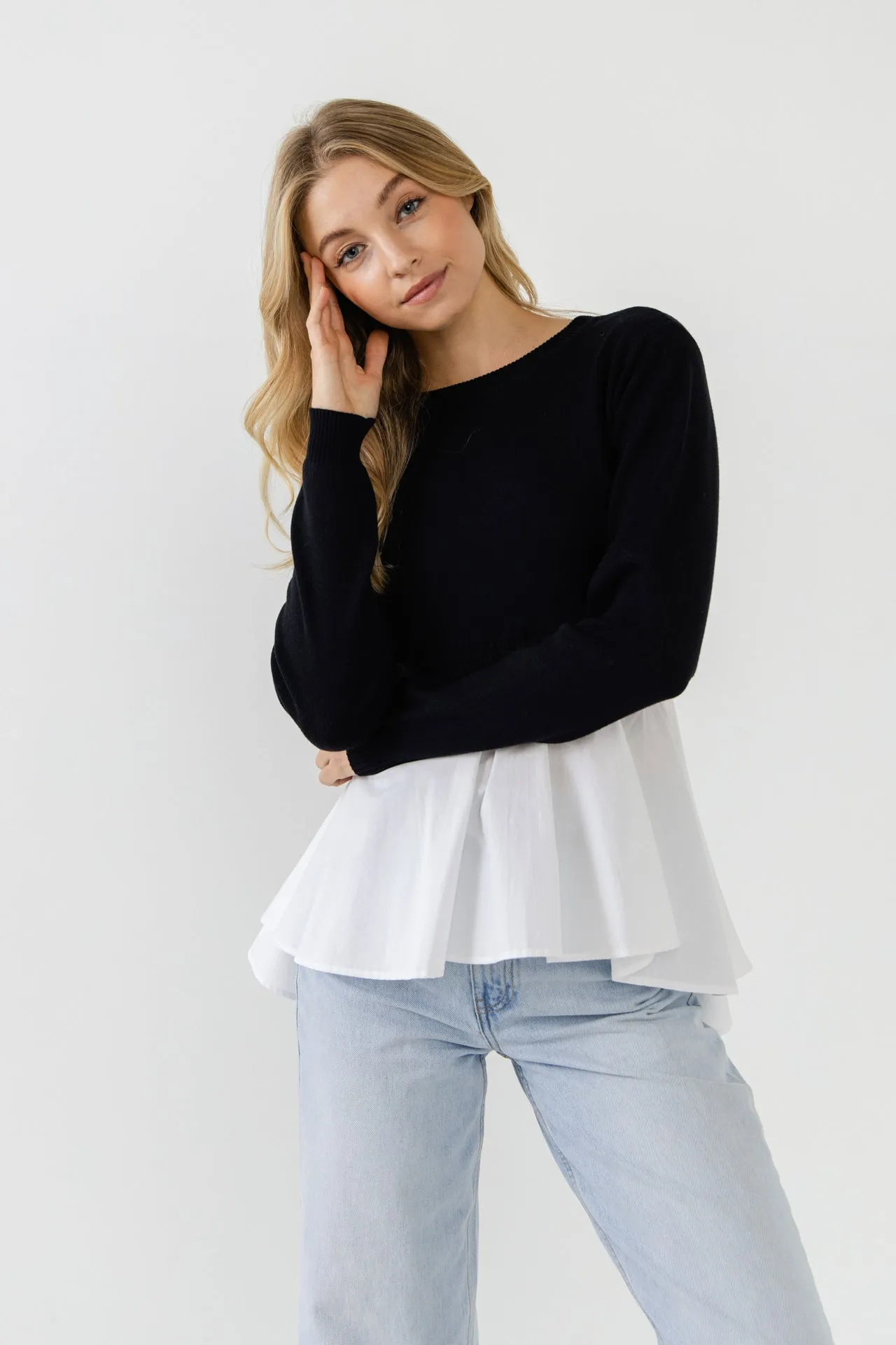 Mixed Media Peplum Top