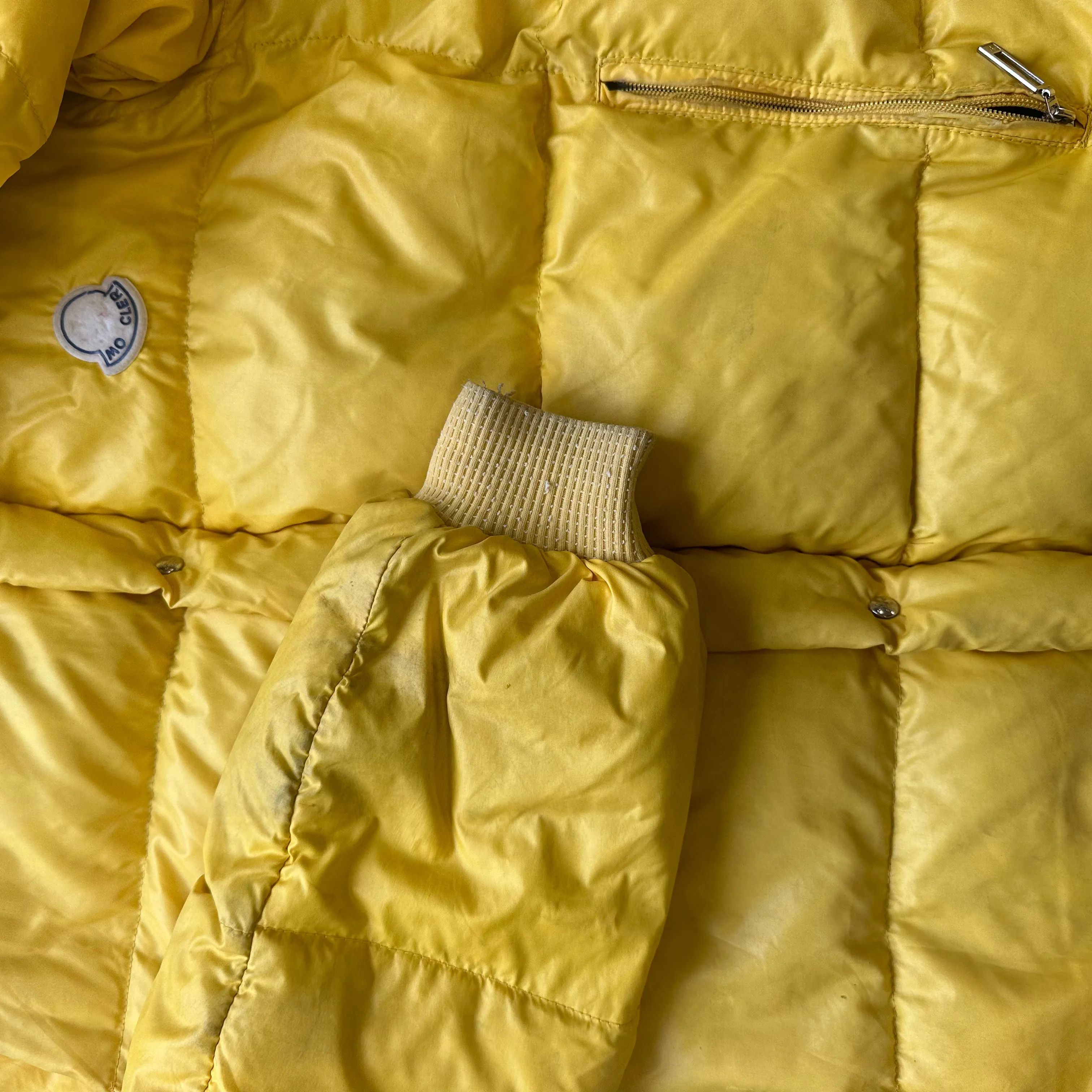 moncler vintage yellow puffer jacket