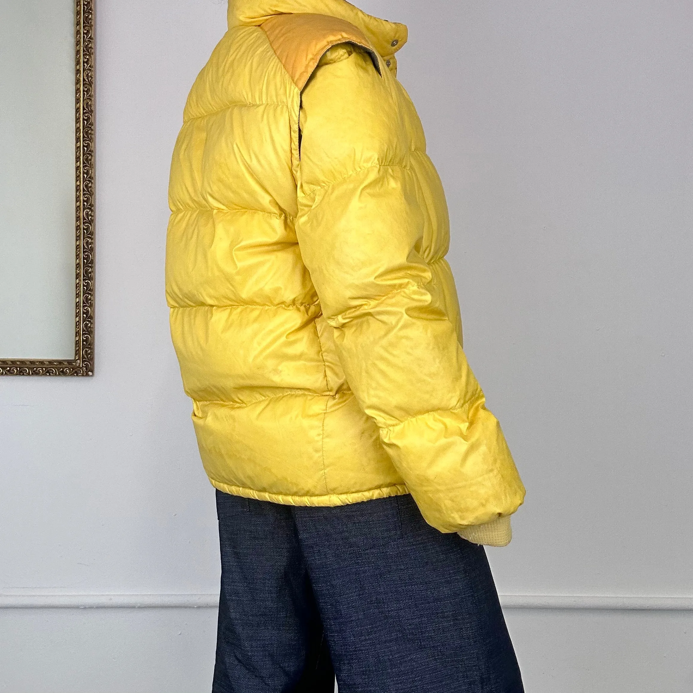 moncler vintage yellow puffer jacket
