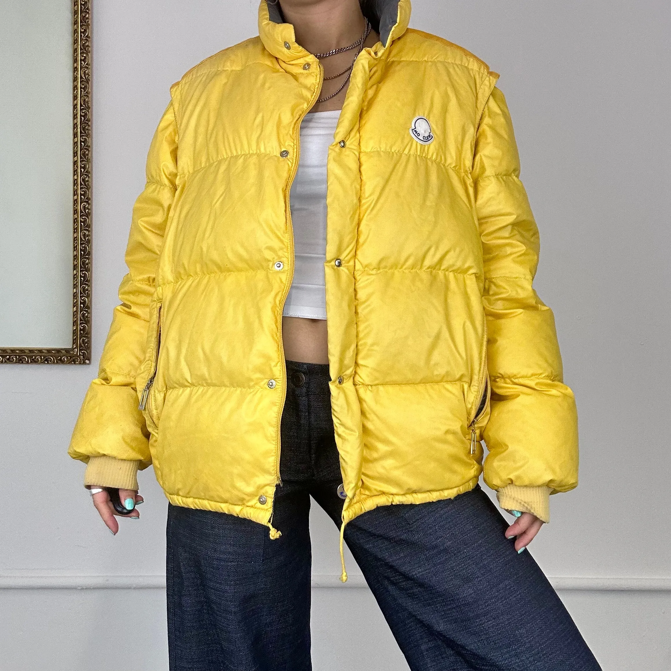 moncler vintage yellow puffer jacket