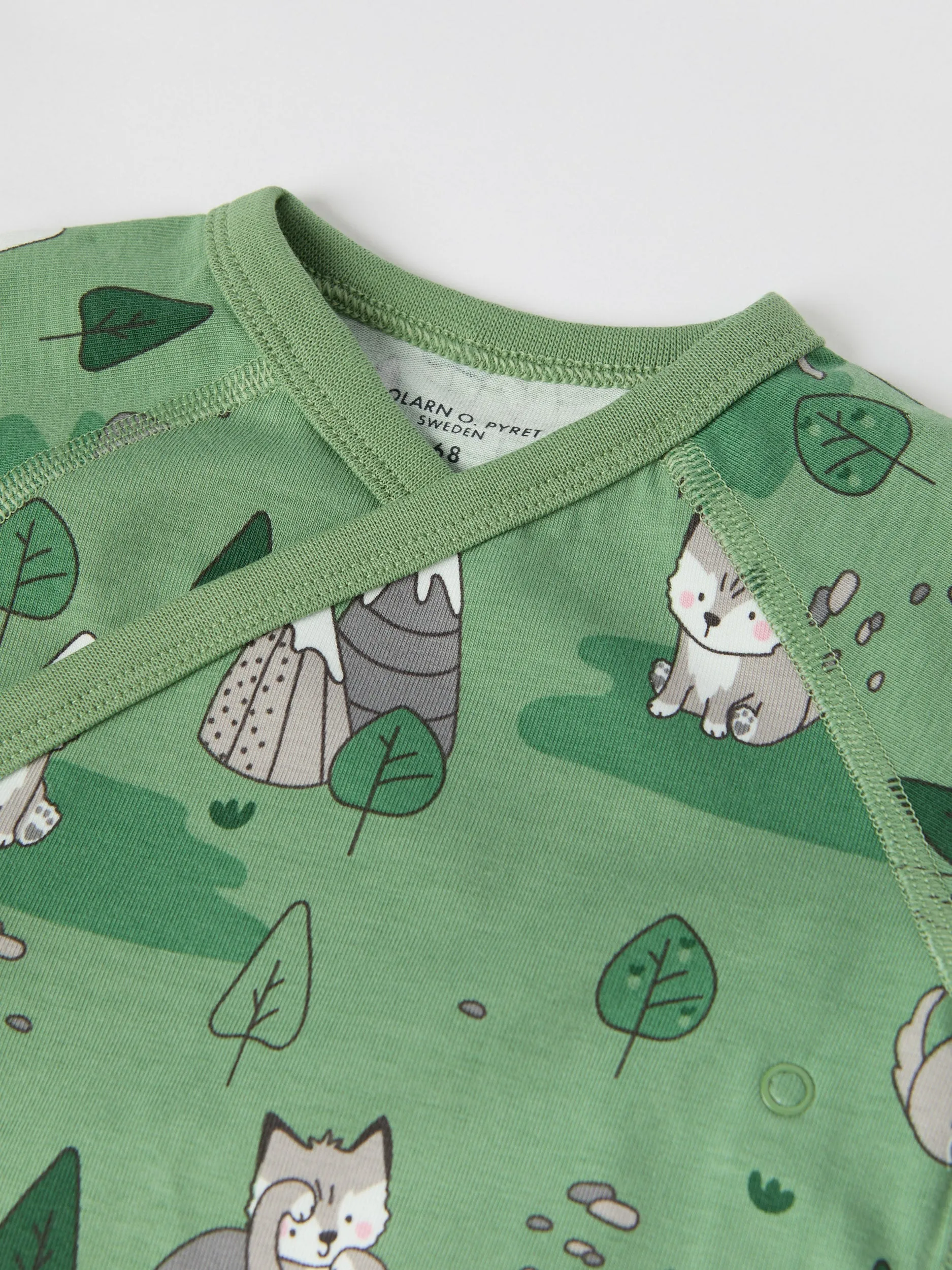 Mountain Wolf Print Wraparound Babygrow