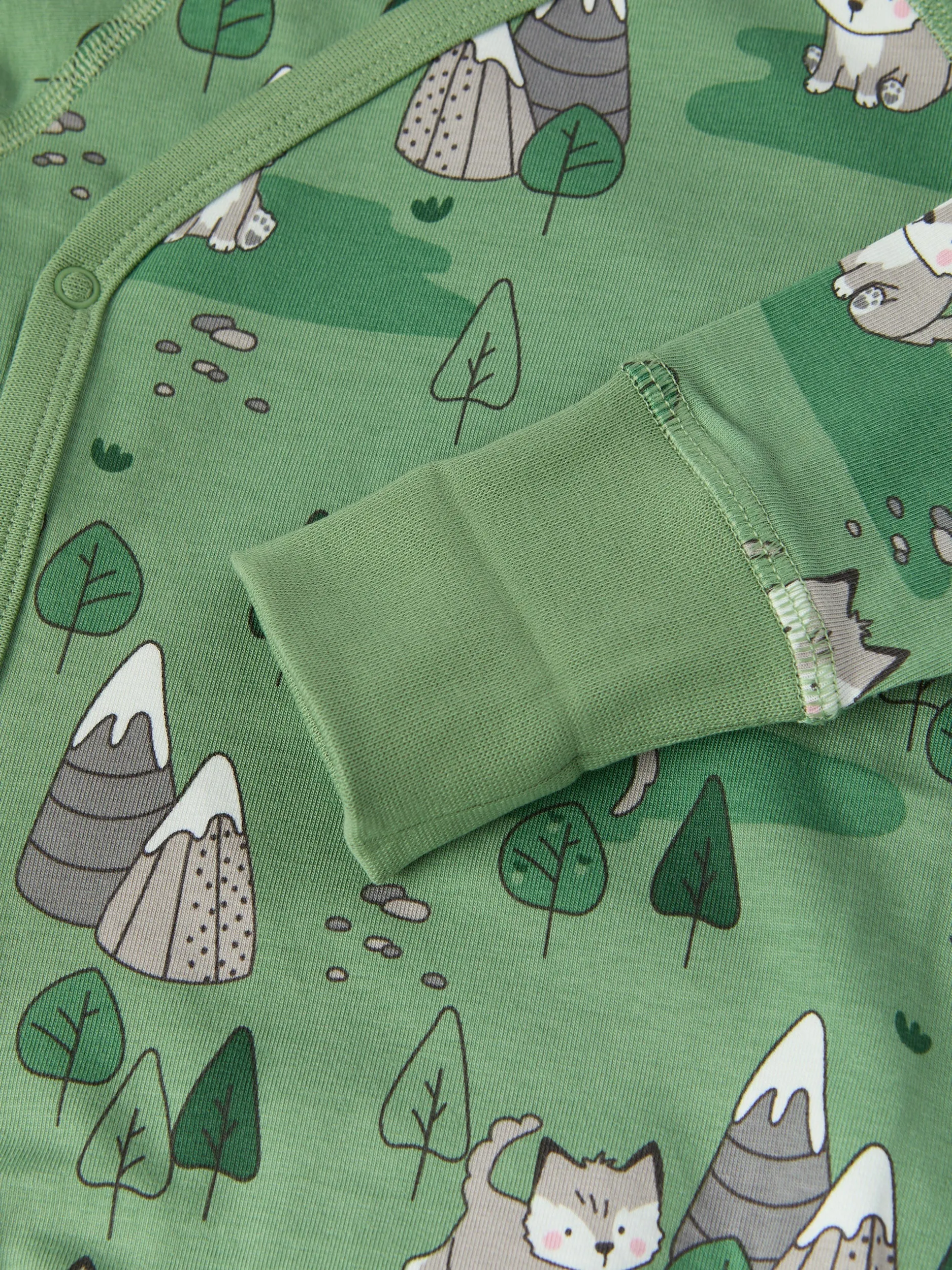 Mountain Wolf Print Wraparound Babygrow