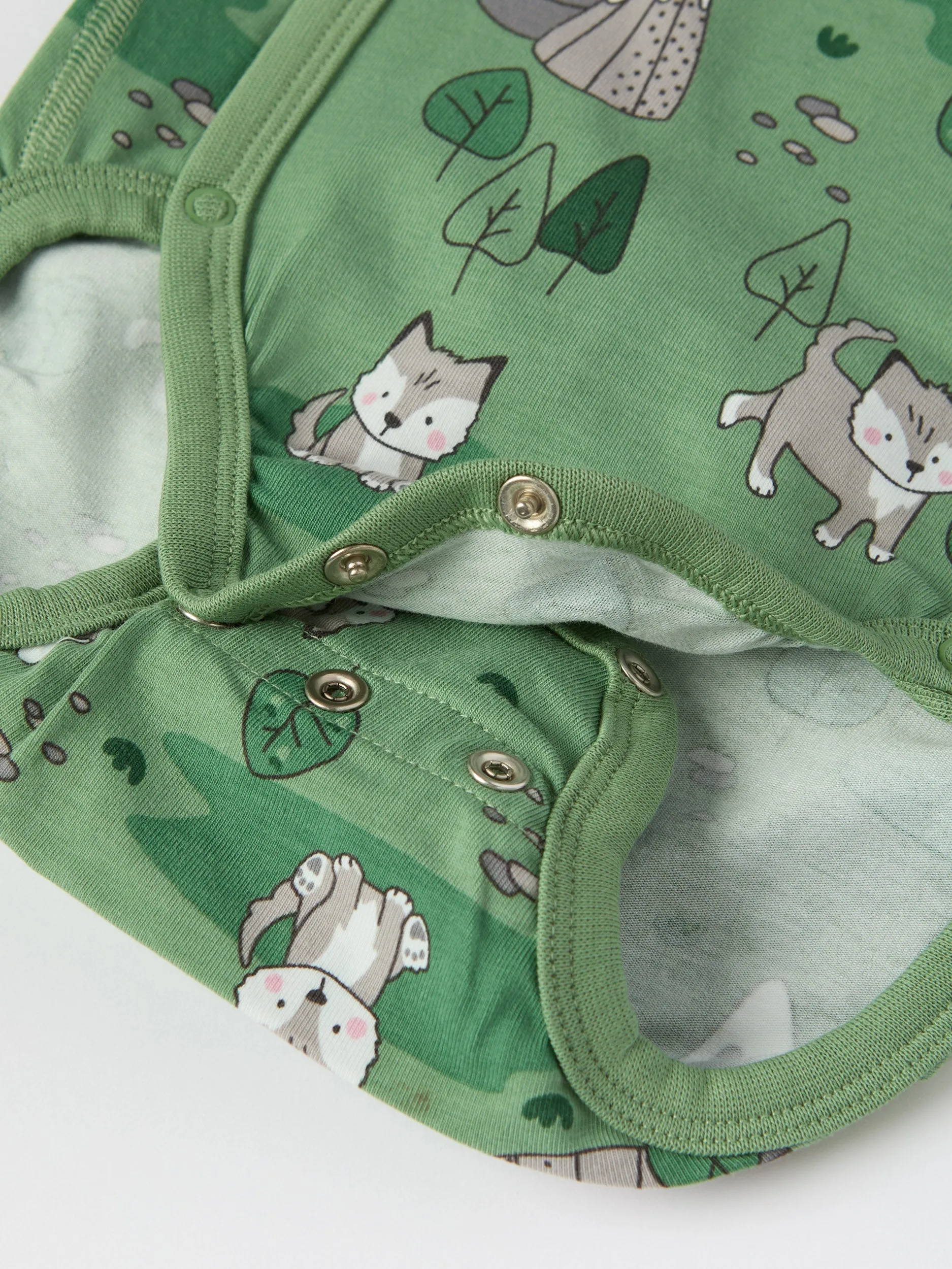 Mountain Wolf Print Wraparound Babygrow