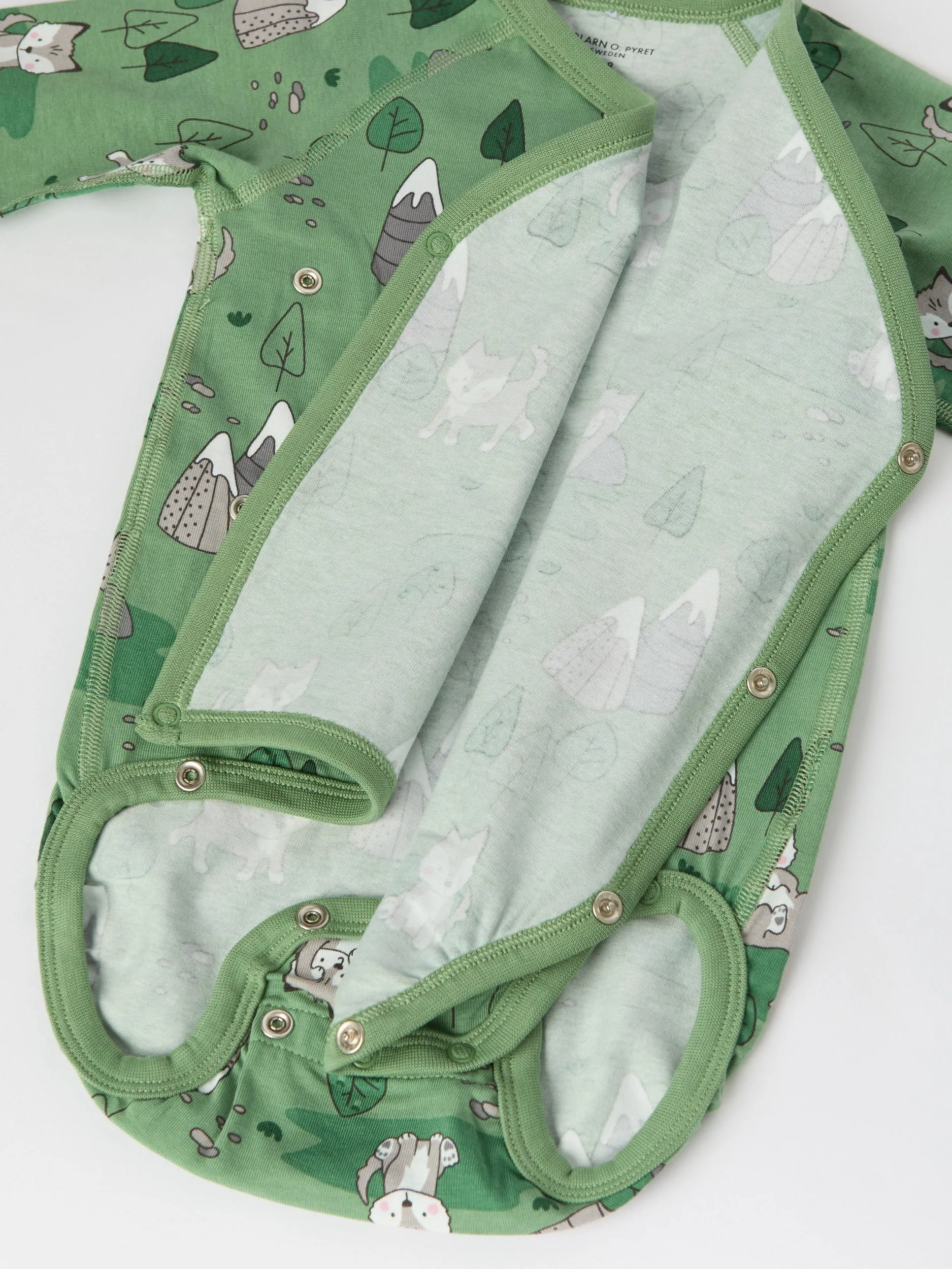Mountain Wolf Print Wraparound Babygrow