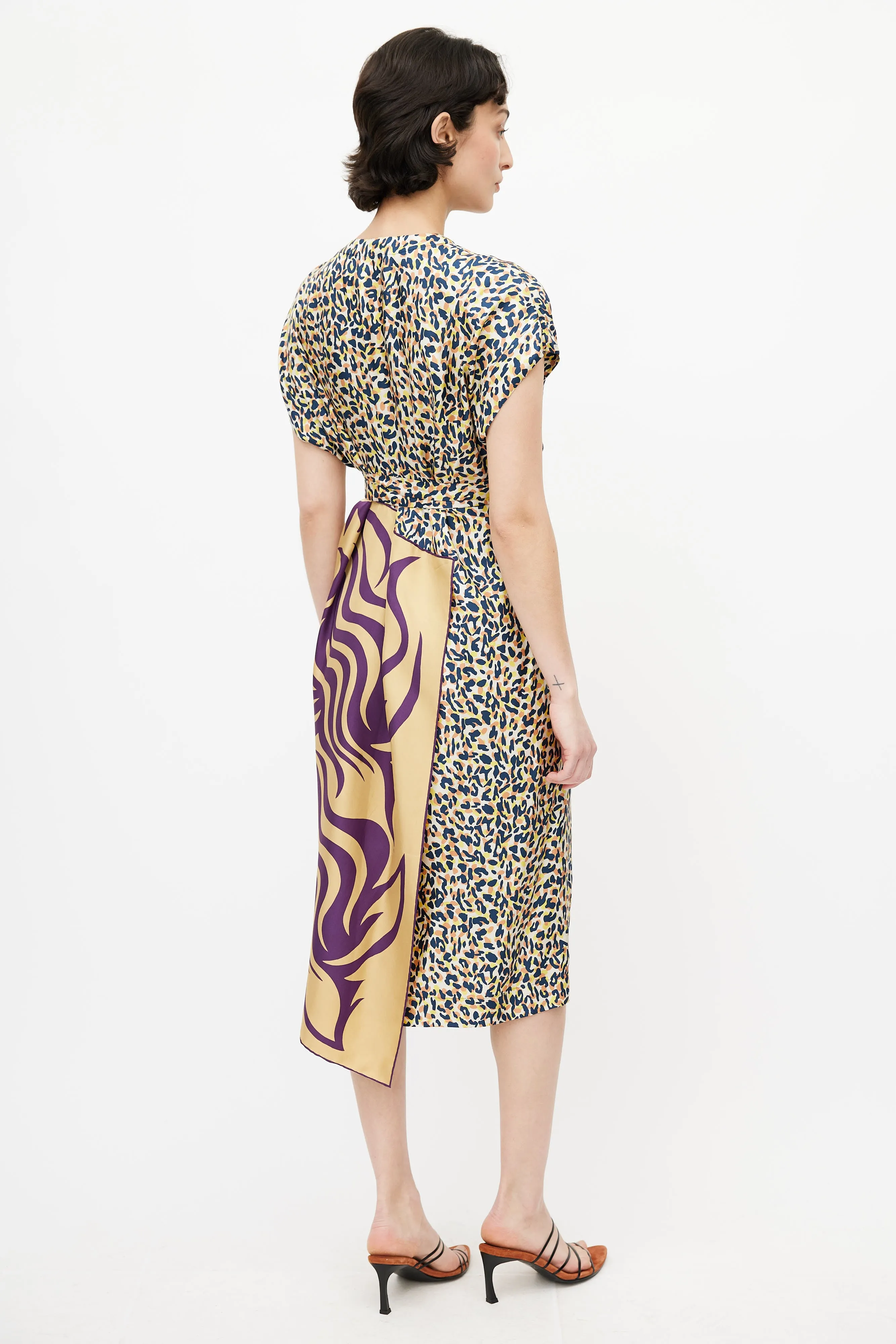 Multicolour Graphic Print Wrap Dress