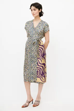 Multicolour Graphic Print Wrap Dress