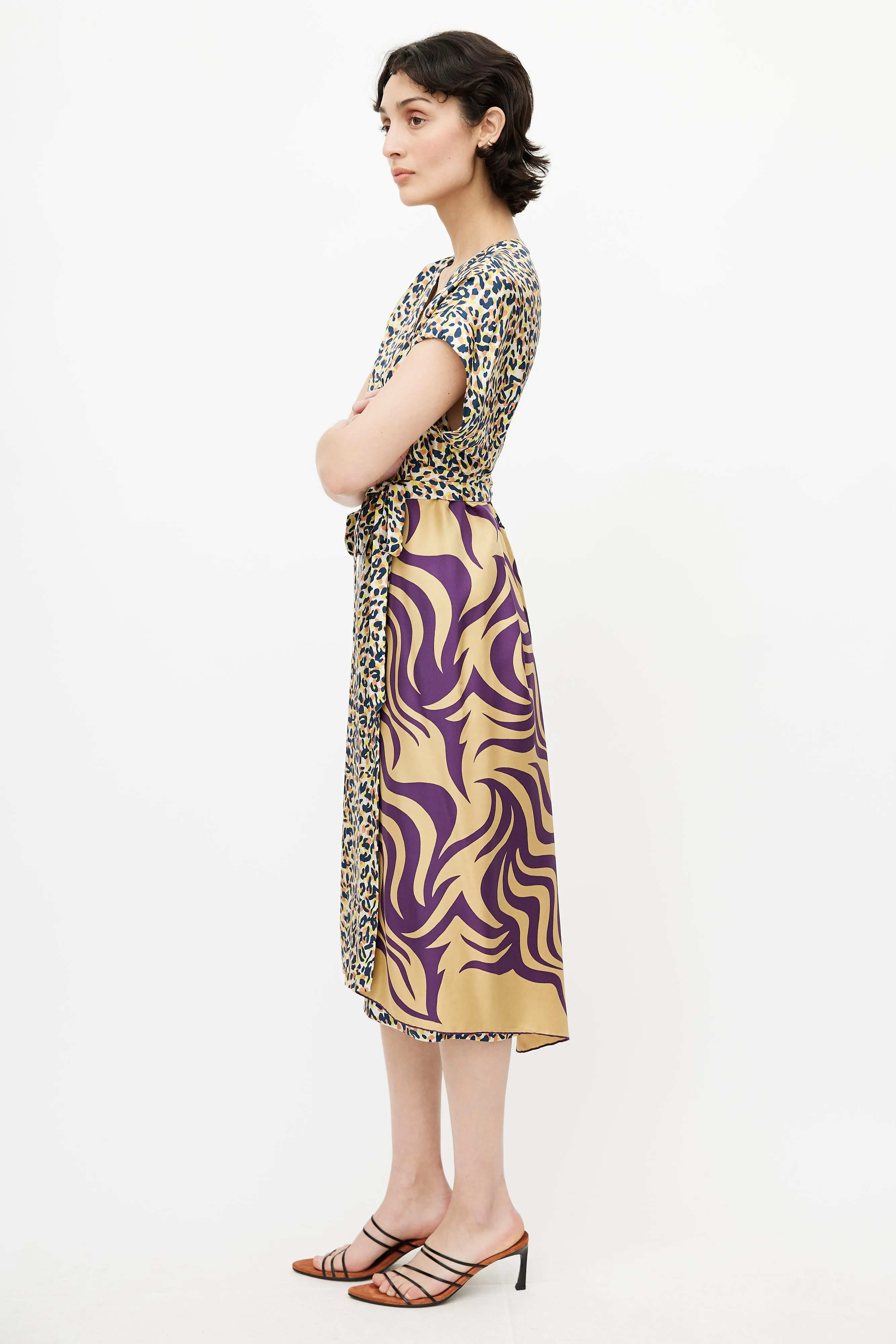 Multicolour Graphic Print Wrap Dress